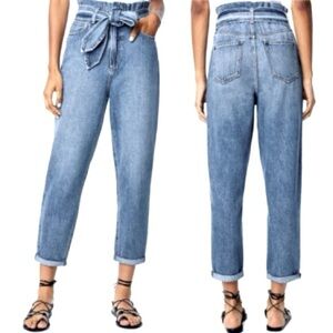 Joe's Jeans Brinkley Paperbag Jeans High-rise Ankle Tapered Blue Denim 30
